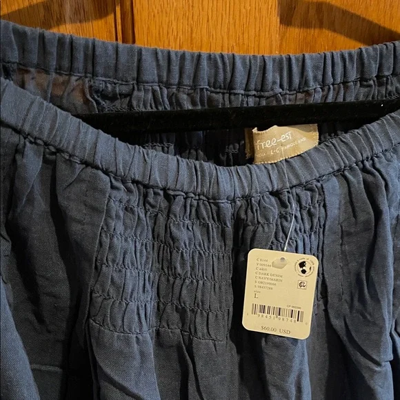 Free People Blue Wide-Leg Pants - Picture 2 of 3